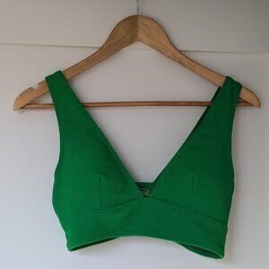 Old Navy V-Neck Longline Pucker Bikini Swim Top - Beach Cruiser Green - M